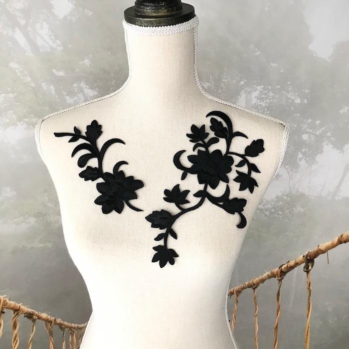 花柄 ワッペン アイロン用 貼り付け 新体操 刺繍ワッペン レオタード モチーフ 衣装 ブラック 黒 バトントワリング 新体操部 装飾 アイロン接着 バレエ衣装 Ot3ct 1 Elisabeth Smile Craft Shop 通販 Yahoo ショッピング