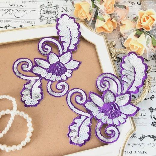 スパンコールモチーフ 花 紫 シルバー アップリケ 刺繍スパンコールモチーフ パープル ワッペン アイロンワッペン アイロン接着 アップリケワッペン パーツ Ot4 1 Elisabeth Smile Craft Shop 通販 Yahoo ショッピング