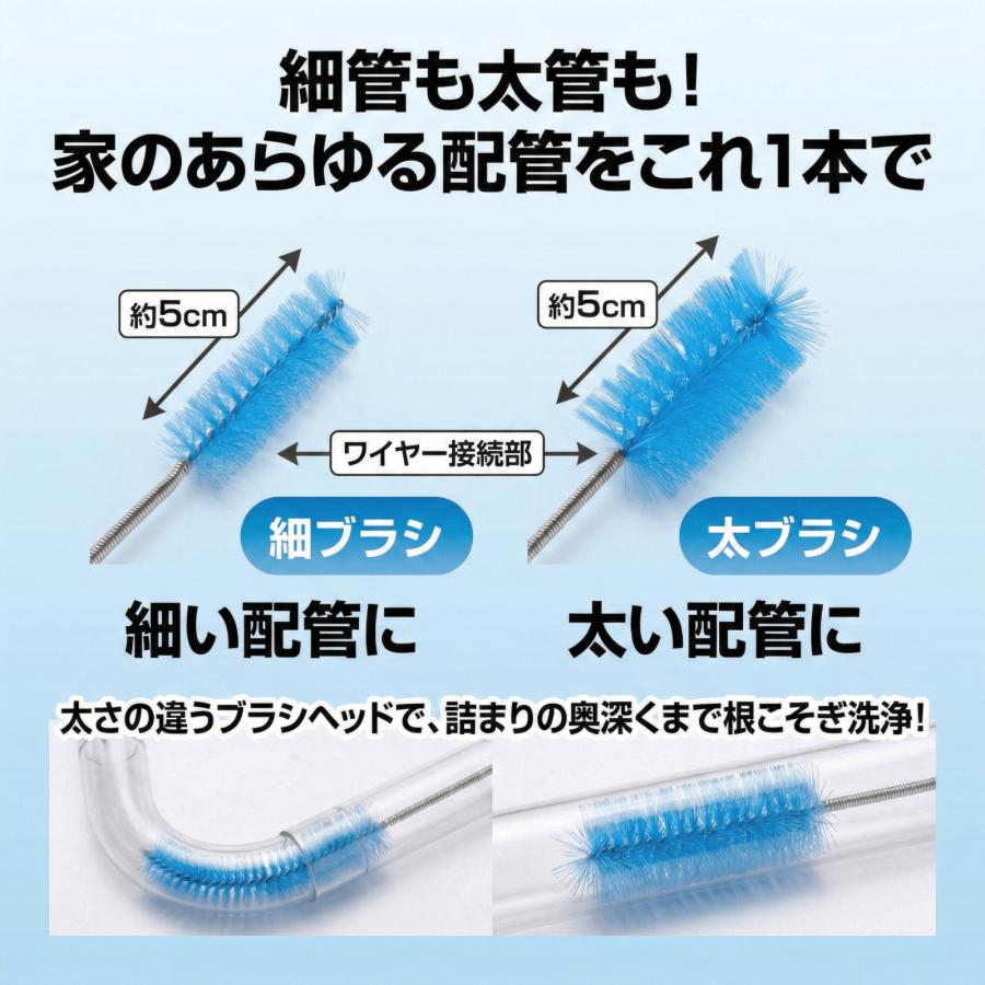 パイプブラシ クリーナー 排水口クリーニングブラシ ロングタイプ ワイヤー式 配管洗浄 シンク・台所対応 ステンレス製 パイプ詰まり除去 水回り掃除用 |  | 05