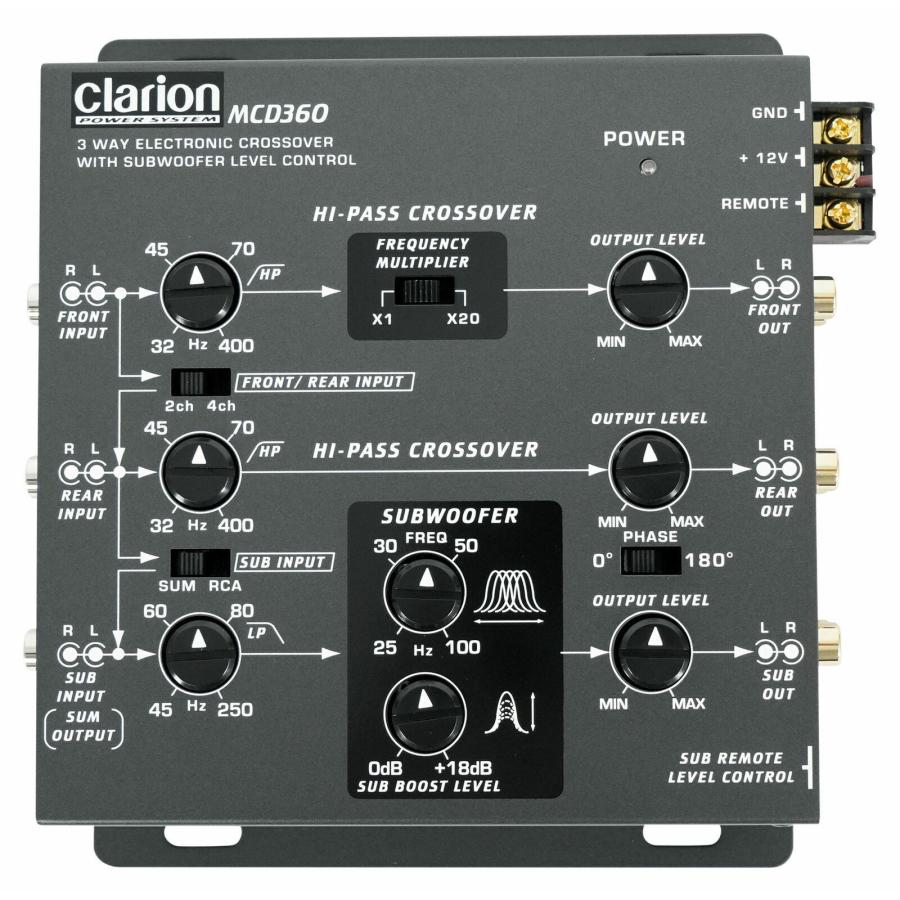 クラリオン Clarion MCD360 2/3Way 6ch Electronic Crossover w/ 5V RCA出力付き