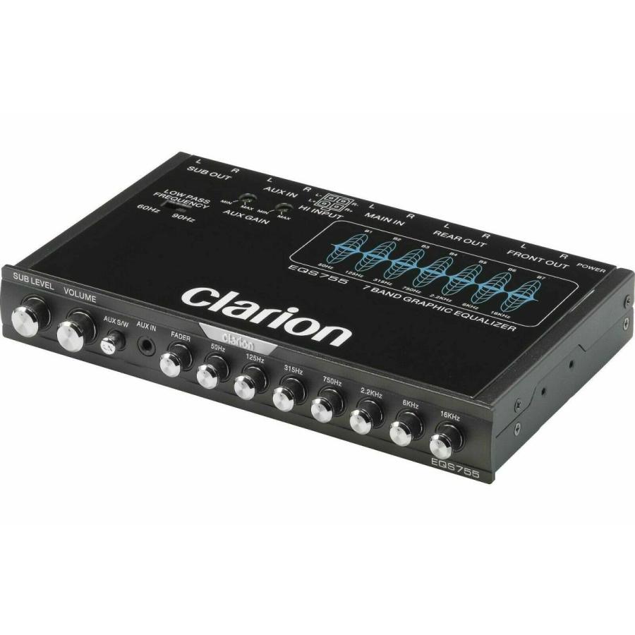 Clarion クラリオン EQS755 3.5mm RCA Aux入力付7バンドカーグラフィックイコライザー Car Graphic Equalizer With 3.5mm RCA Aux-input Black ブラック｜elite