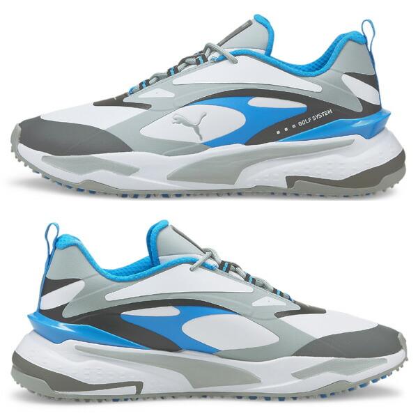 新品未使用26.5メンズプーマゴルフシューズGSファスト(ホワイトブルー) PUMA（プーマ） ゴルフ GSファストラバーアウトソール スパイクレス