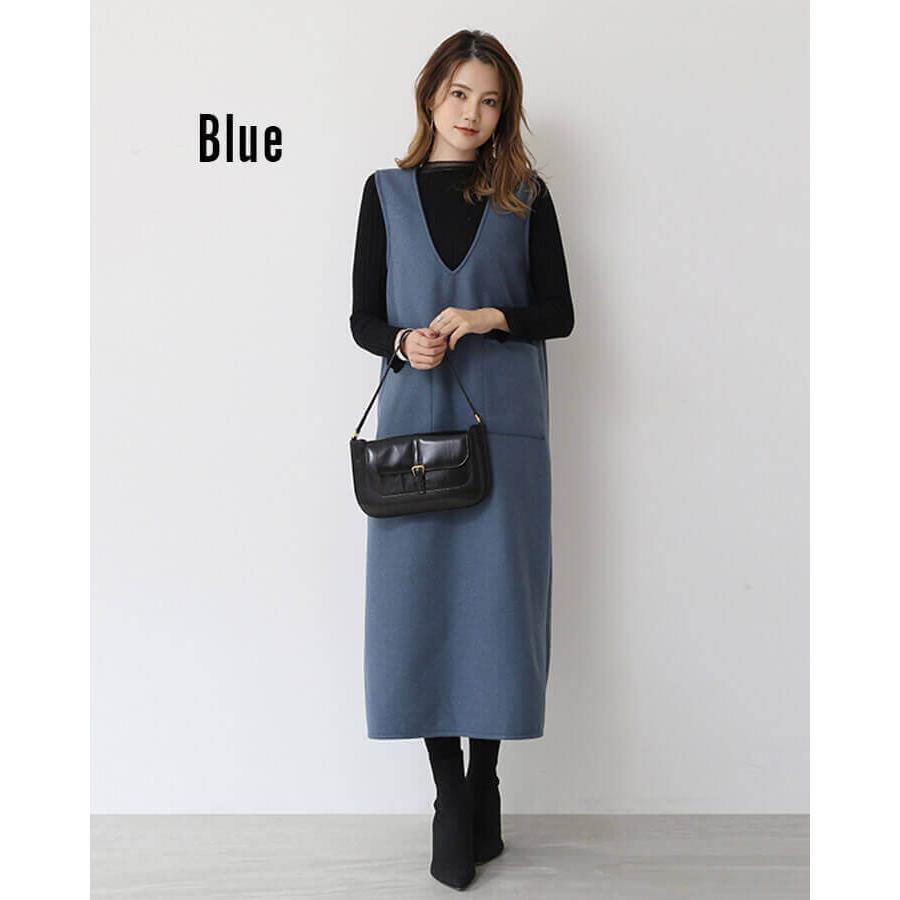 選べる2タイプ】ミディ丈 ロング丈 流行 深Vネック ワンピース