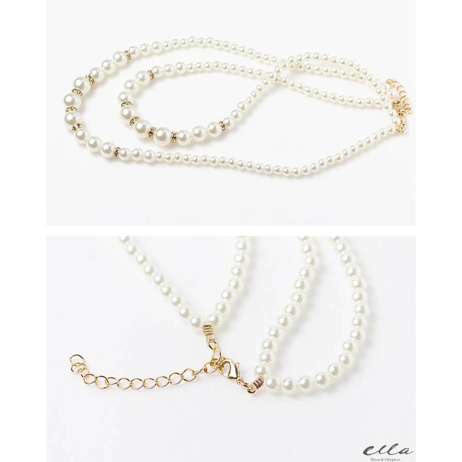 ネックレス 二連パール フェイク パール 同窓会 謝恩会 10代