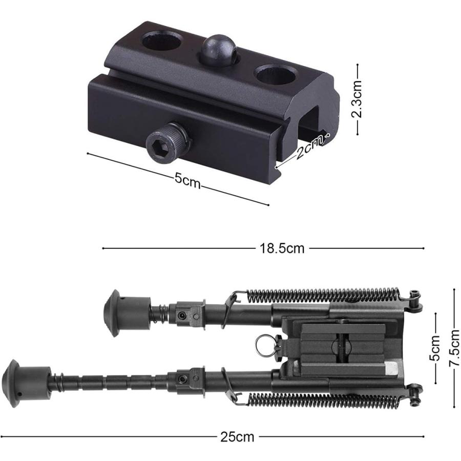 バイポッド タクティカルバトルバイポッド 強化モデル vsr-10 l96 20mmレール対応 6-9 インチ伸縮レールマウント付き QDBipod (強化モデル ブラック)｜elledk｜05