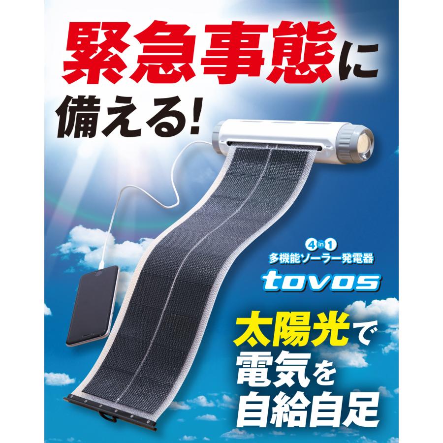 1台で４役 多機能ソーラー発電器 巻き取り式ソーラーパネル スマホ２台
