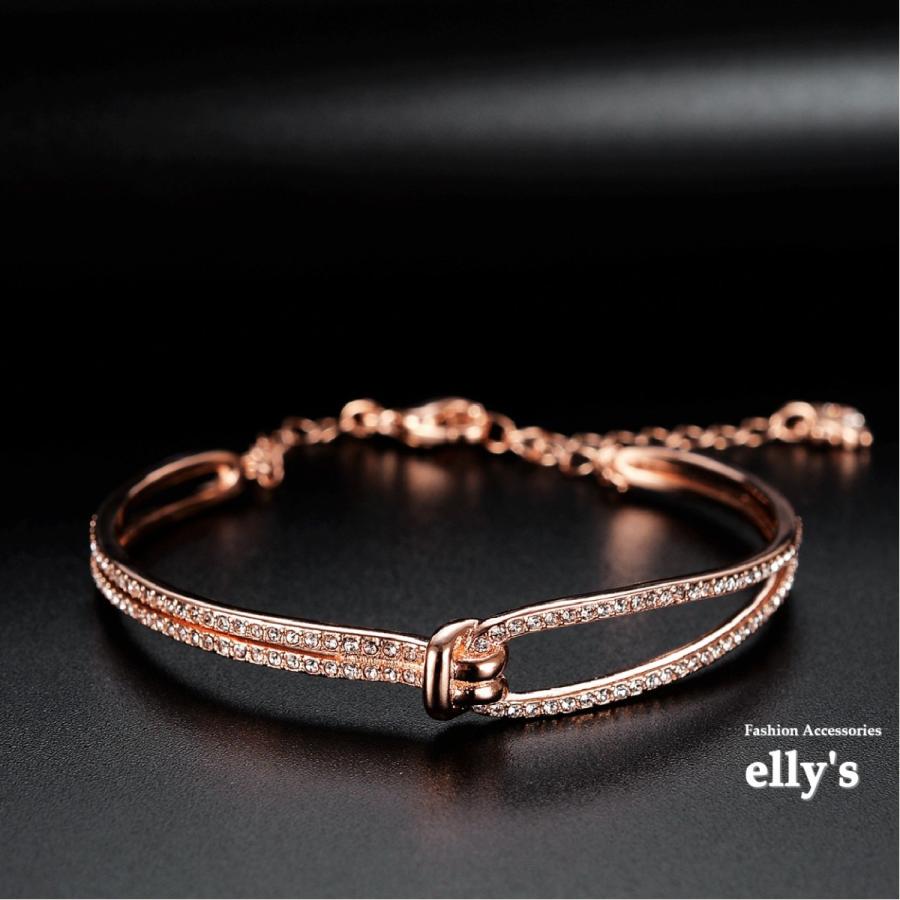 ギフトBOX付 スワロフスキー風 ブレスレット（ピンクゴールド