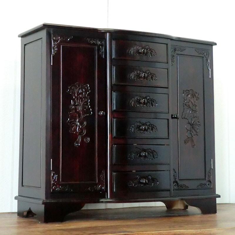 納期約45日 手彫りリビングキャビネット 送料無料 アジアン家具 キャビネット リビング収納 収納家具 アンティーク家具 激安通販 インテリア コンソール 51 インテリア家具エルムクラブ 通販 Yahoo ショッピング