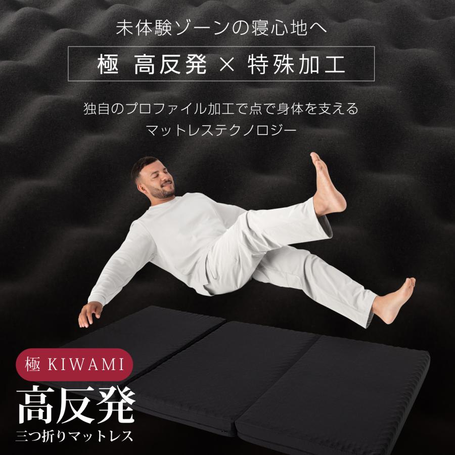 マットレス ダブル 高反発 三つ折り 10cm 高反発マットレス 折りたたみ 腰痛対策 折りたたみマットレス 体圧分散 硬め 腰痛 竹炭消臭 安い | tobest | 08