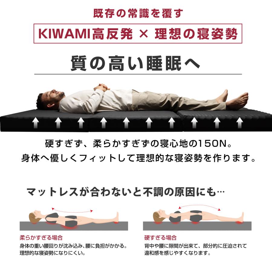 マットレス ダブル 高反発 三つ折り 10cm 高反発マットレス 折りたたみ 腰痛対策 折りたたみマットレス 体圧分散 硬め 腰痛 竹炭消臭 安い | tobest | 11