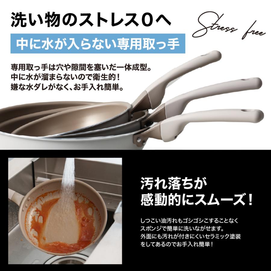 フライパン 28cm 26cm 20cm ih IH対応 ガス火対応 PFOAフリー 軽量 こびりつきにくい 取っ手一体型 お手入れ簡単 炒め鍋 |  | 04