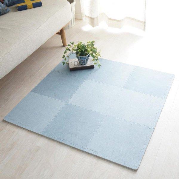 ジョイントマット 大判 厚手 30cm おしゃれ デニム 安い おしゃれ 赤ちゃん 6畳 北欧 プレイマット ブルー セット 9枚 防水 ベビー パズルマット