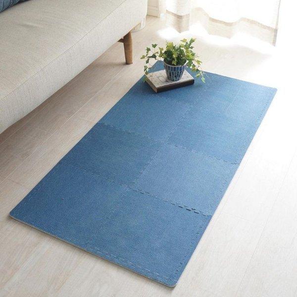 ジョイントマット 大判 厚手 30cm おしゃれ デニム 安い おしゃれ 赤ちゃん 6畳 北欧 プレイマット ブルー セット 9枚 防水 ベビー パズルマット