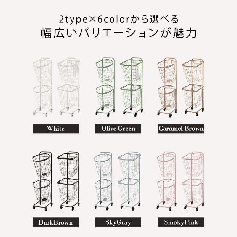 ランドリーラック 2段 スリム 低い 縦型 薄型 頑丈 かご ロータイプ キャスター メッシュ ワゴン バスケット 隙間 おしゃれ ランドリーバスケット ワイヤー_2