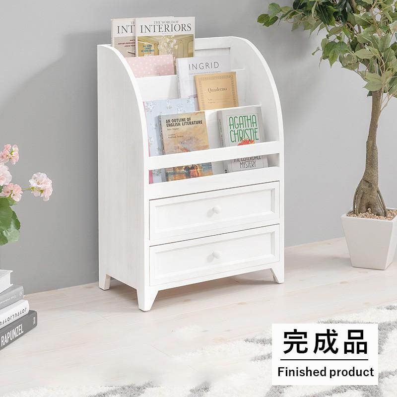 チェスト 完成品 白 アンティーク 木製 幅50 スリム 本棚 ラック 奥行