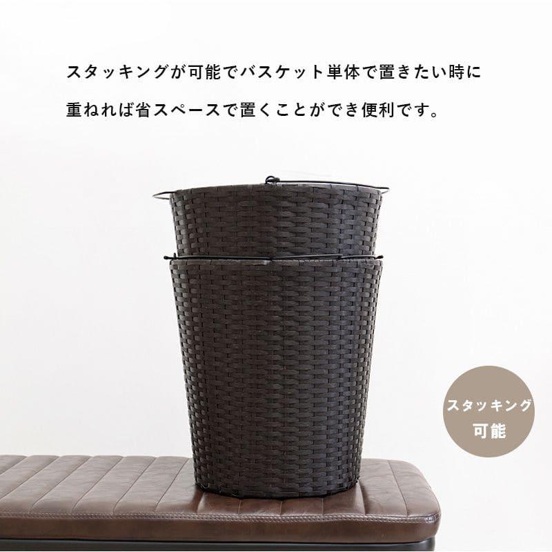 ランドリーバスケット 洗濯カゴ ラック 2段 丸型 ラタン キャスター 大容量 収納 スリム 籐 ランドリーワゴン おしゃれ 丸 ワゴン 防水 通気性 洗濯物_10