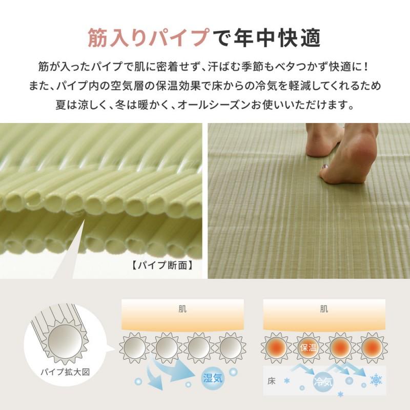 ラグ カーペット 夏用 洗える 夏 6畳 江戸間 上敷き 畳 畳の上 絨毯 上敷き畳 長方形 リバーシブル ござ おしゃれ オールシーズン い草 風 薄手 ペット