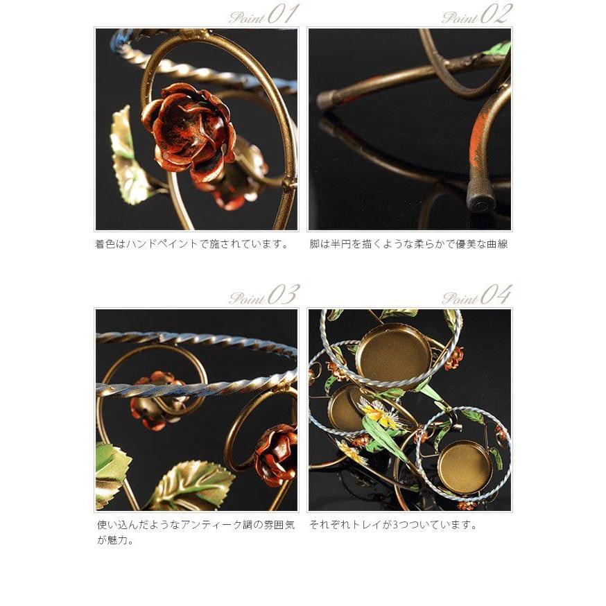 プランタースタンド ラック 完成品 アイアン イタリア 室内 3段 フラワースタンド スリム アンティーク 花台 おしゃれ 玄関 プランター台 ロータイプ スタンド_4
