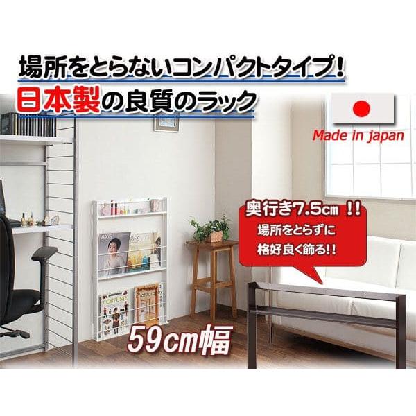 マガジンラック 薄型 スリム アイアン 白 コンパクト 壁面 本棚 幅55