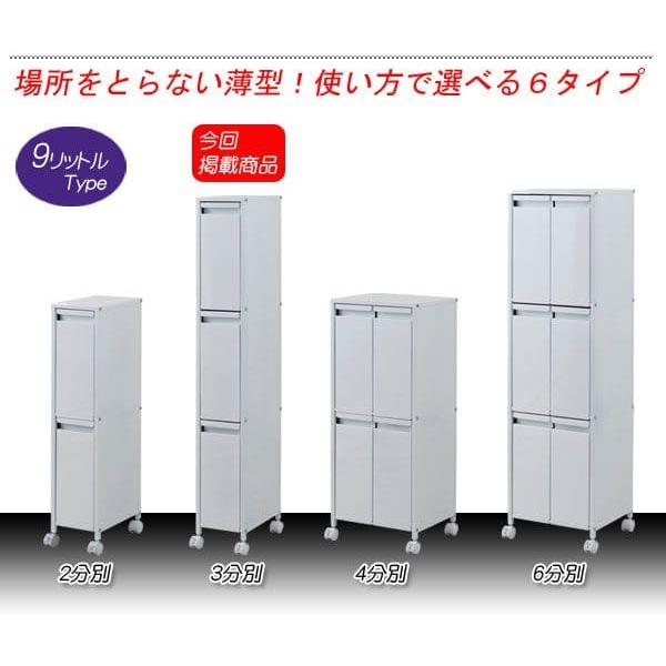 ゴミ箱 スリム 3段 3分別 幅20cm フタ付き ラック 斜め