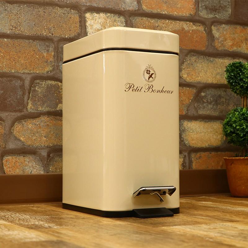 竹蓋付きエコスリムペダルゴミ箱 - 5L、耐久性と静音設計 ゴミ箱