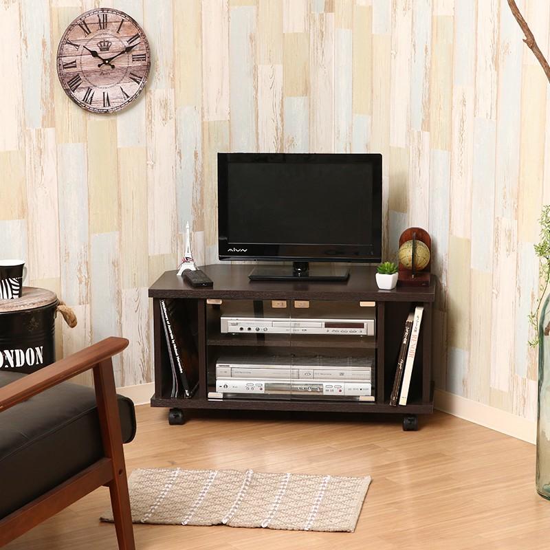 テレビ台 ローボード コーナー 収納 キャスター ガラス 24インチ 80cm