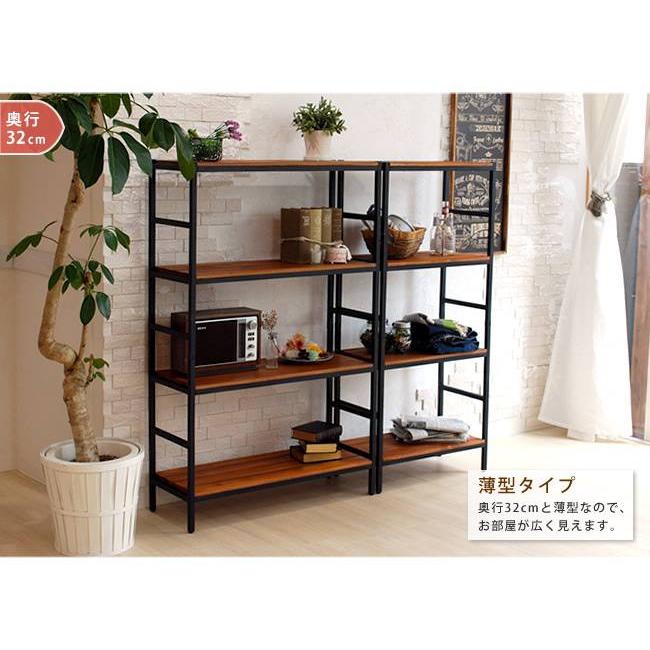 ラック 棚 オープンラック 4段 アイアン 木 シェルフ オープンシェルフ 可動 収納 スリム 木製 天板 シェルフ棚 高さ調整 パイン 薄型 幅60 収納棚 おしゃれ_8