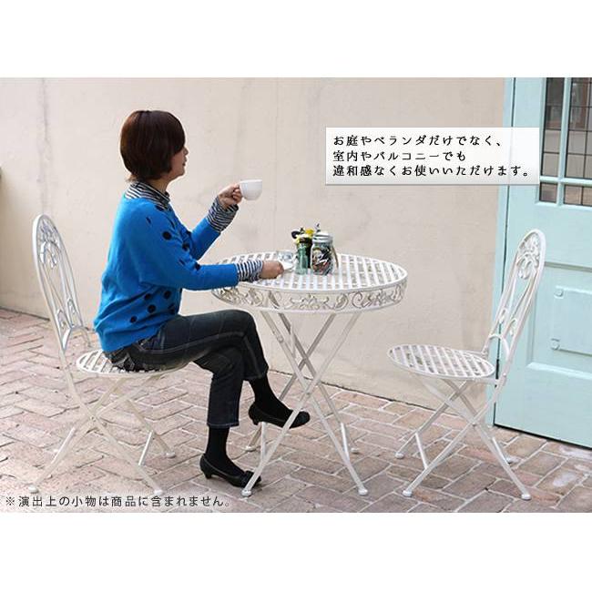 ガーデンテーブル アイアン 鋳物 屋外 丸 雨ざらし 白 防水 テーブル