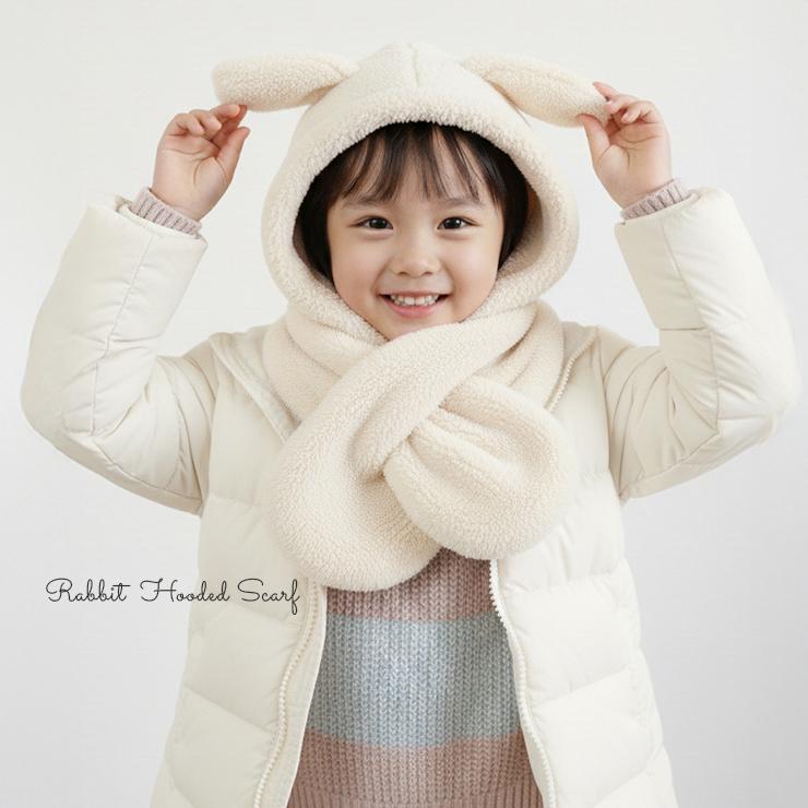 耳付き フードマフラー キッズ 子供 もこもこ フード付き マフラー 