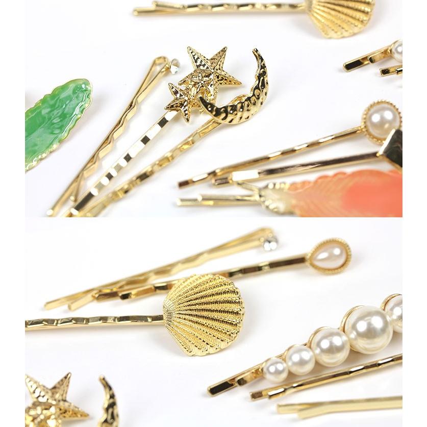 爆買 ヘアピン 2本セット 3本セット 星 貝 シェル ヒトデ 月 樹脂