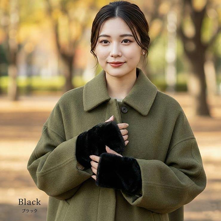 ハンドウォーマー フェイクファー 冬 レディース 指なし手袋 アーム