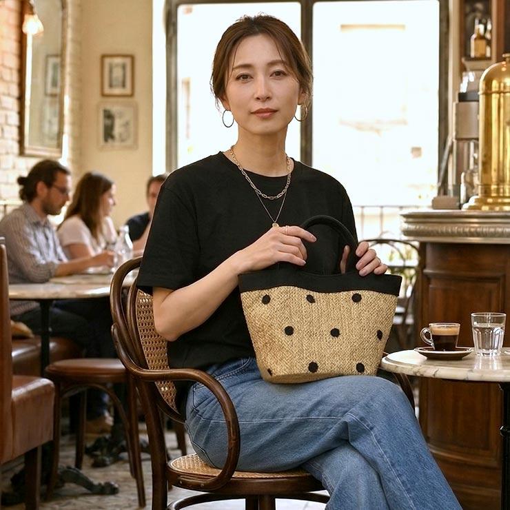 かごバッグ ドット トートバッグ ミニトート レディース 軽量
