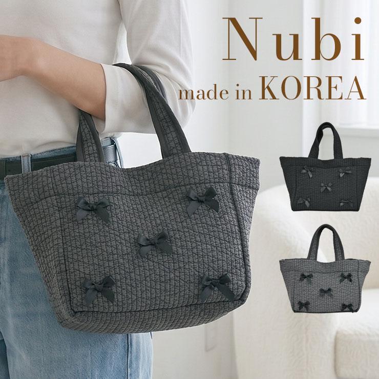 韓国製】 ヌビバッグ リボン トートバッグ 小さめ イブル 軽量 綿100