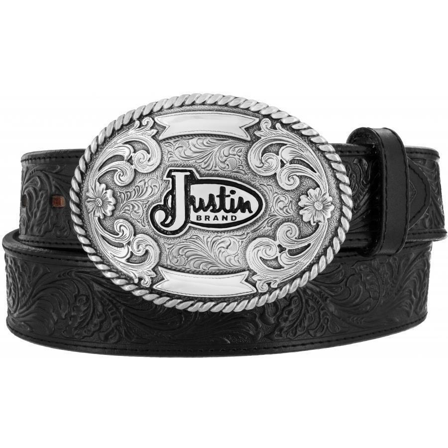 242BK メンズ ブラック トロフィー バックル ウエスタンベルト 6/MYFジャスティン 【JUSTIN】_1