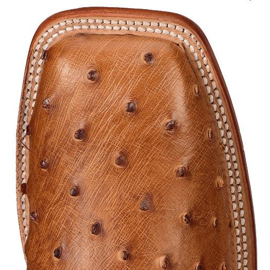 8516 ジャスティン JUSTIN　11"メンズ コニャック ワクシー ビンテージ フルクイルオーストリッチ ウエスタンブーツ6/MYFの画像