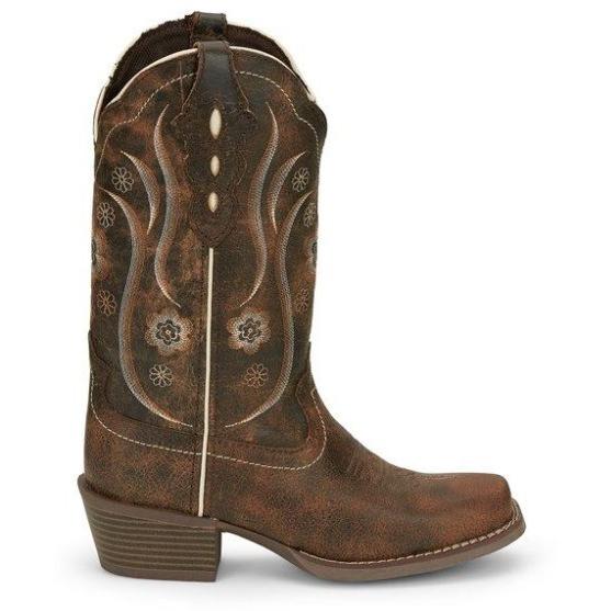 L2937 ジャスティン JUSTIN JESSE BROWN 花柄刺繍 ウエスタンブーツ 12  
