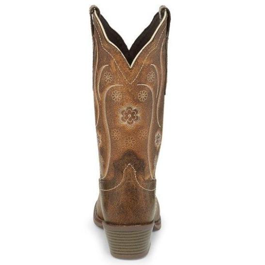L2937 ジャスティン JUSTIN JESSE BROWN 花柄刺繍 ウエスタンブーツ 12  