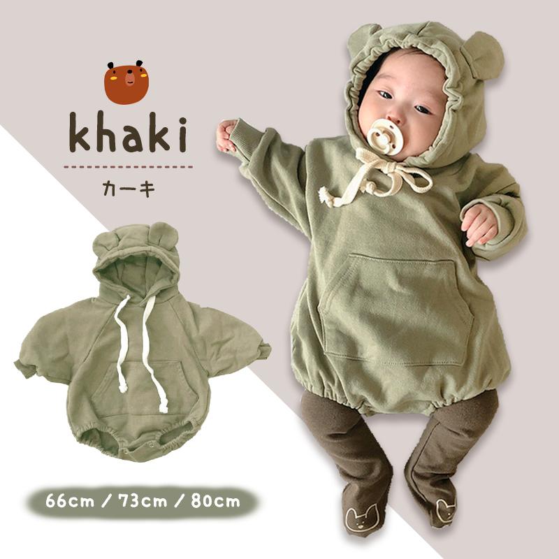 くまみみ ロンパース カバーオール ベビー服 フード付き 女の子 男の子 赤ちゃん ベビー 綿 コットン 可愛い 出産祝い 長袖 くま 秋 冬 R6 Guttoヤフー店 通販 Yahoo ショッピング