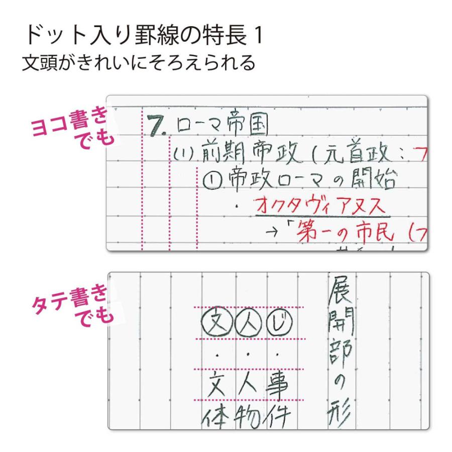 コクヨ キャンパスノート(プリント貼付用)ドット5色パックA罫30枚 ノ-3HATX5｜els｜06