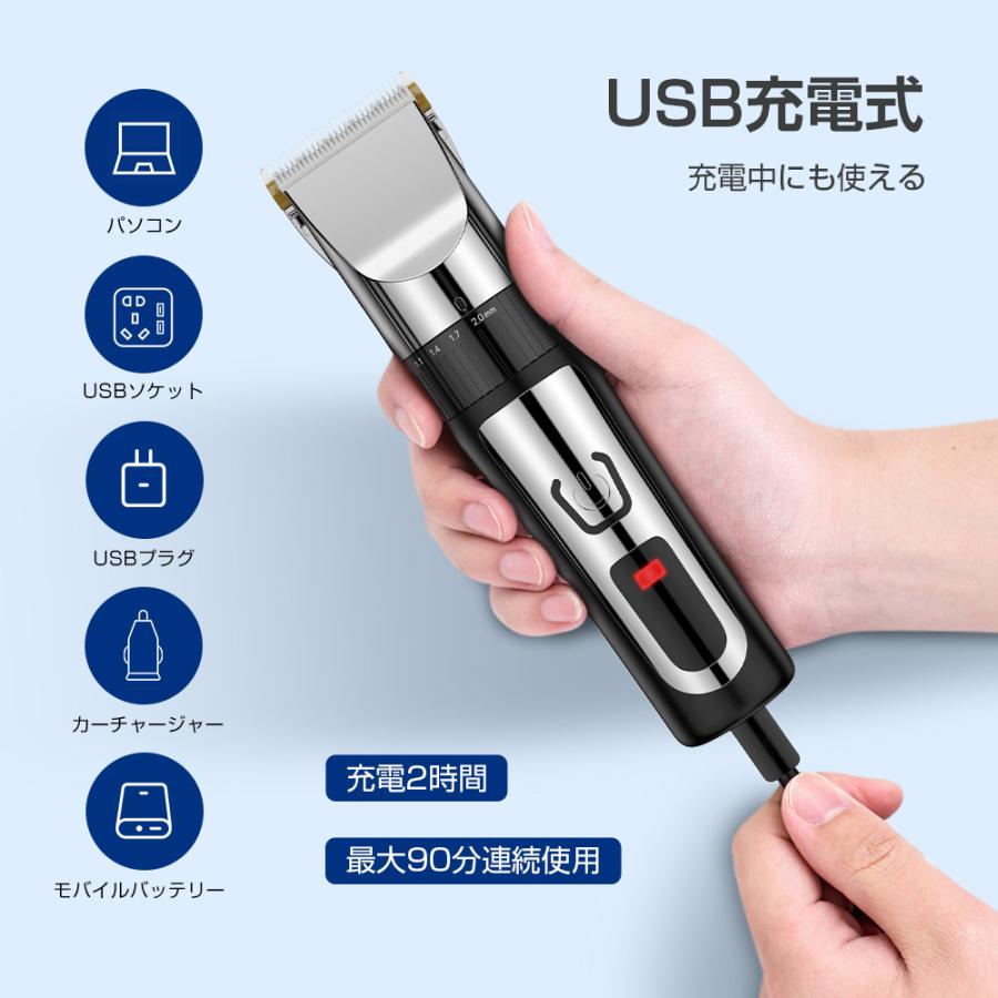 電動バリカン LCDディスプレイ 静音 usb充電式 散髪用 ヘア