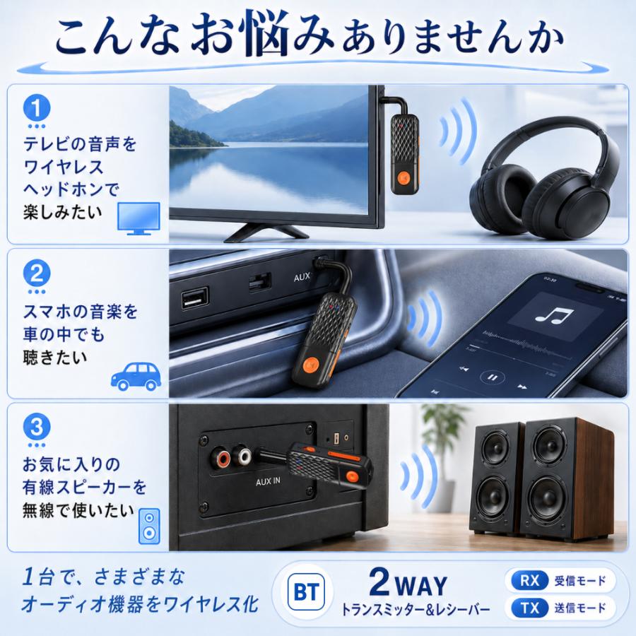 Bluetooth トランスミッター テレビ レシーバー ブルートゥース 送信機