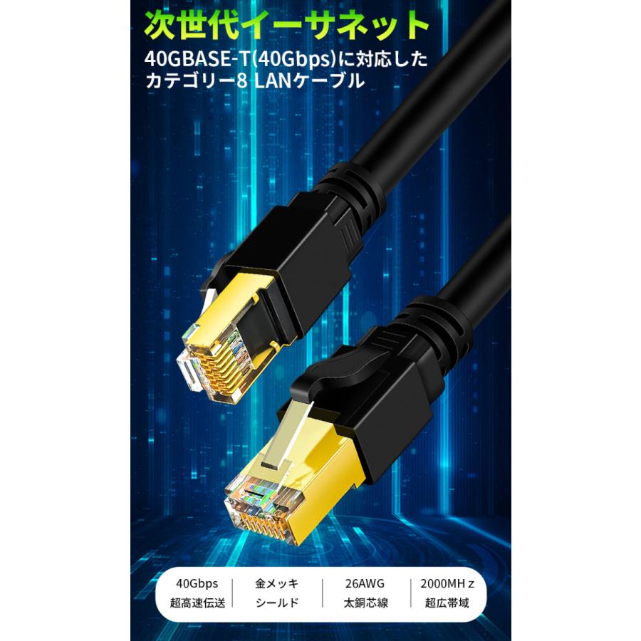 40%OFFの激安セール LANケーブル ランケーブル LAN CAT8 有線LANケーブル 1m カテゴリー8 インターネットケーブル 高速 ストレート シールド付き PS5 PS4 PC RJ45 1M KASIMO LANケーブル CAT8 カテゴリ-8 26AWG 40Gbps 2000MHz 超高速 有線ケーブル SFTP RJ4