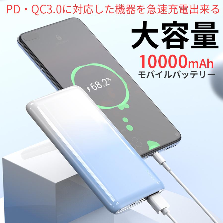 モバイルバッテリー iPhone 小型 大容量 軽量 10000mAh 充電器 携帯 バッテリー タイプC スマホ iPhone15 PD 急速充電 薄型｜elukshop｜06