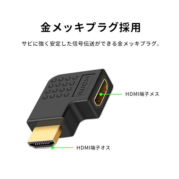 HDMI ケーブル 角度 変換アダプタ L字 左右 方向転換 延長 金メッキ テレビ パソコン|elukshop|02