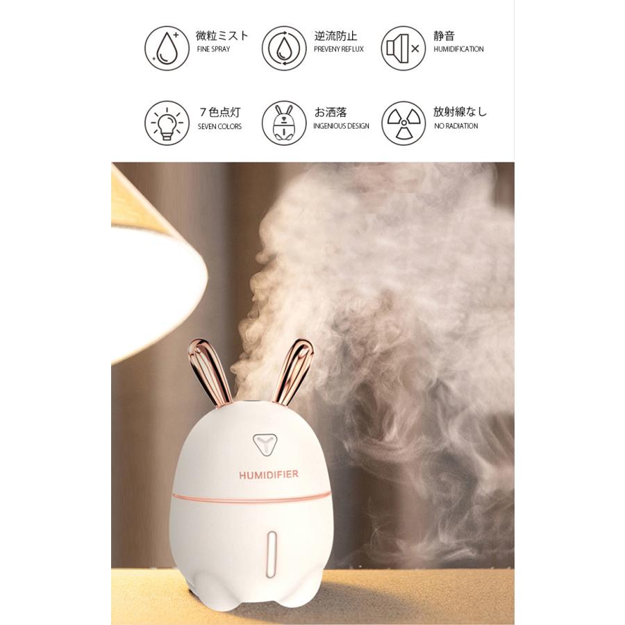 セール商品 加湿器 卓上 ミニ かわいい うさぎ 超音波式 Ledライト 静音 おしゃれ オフィス 小型 Usb給電 Aynaelda Com