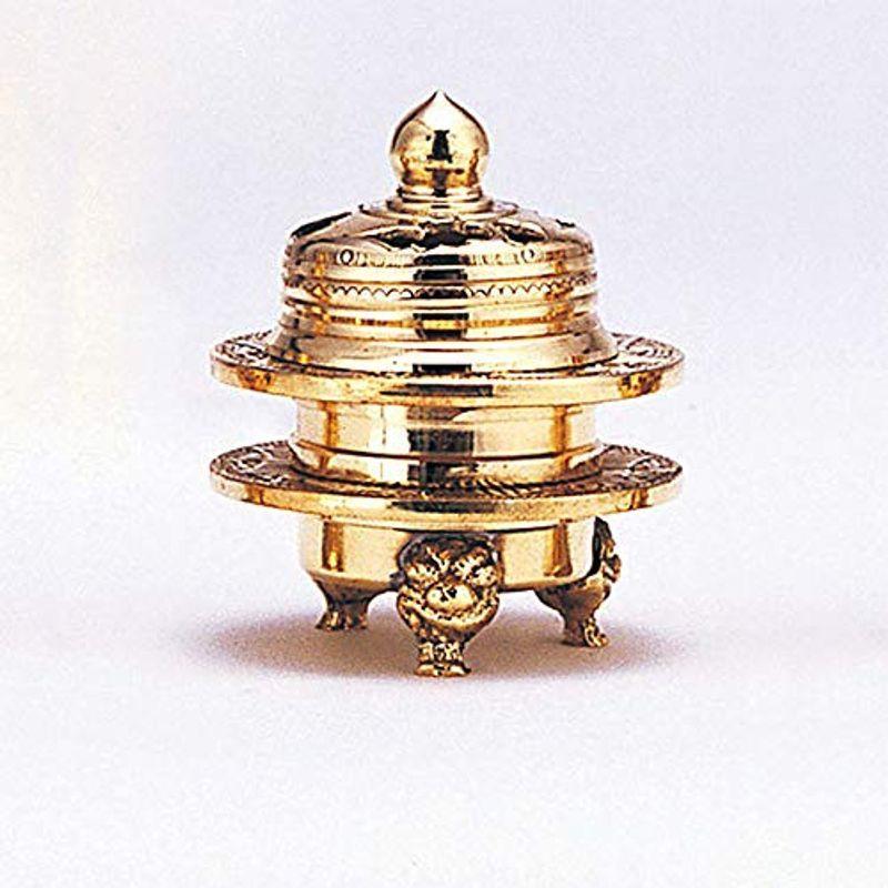 福袋 香炉 仏具火舎香炉 彫刻入 金メッキ 1.8寸アンティーク お香 お