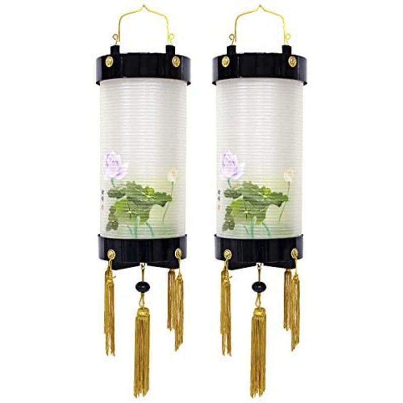 中古品 服部茂樹商店 住吉・盆提灯/ちょうちん 黒塗8号姫住吉 桟付 蓮 1対 電源コードタイプ 【YWU9010048372】(31664円)