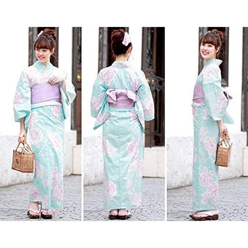 (ソウビエン) 浴衣セット レディース レトロ bonheur saisons ボヌールセゾン 水色 ライトブルー ピンク 薄紫 牡丹 花 ソウビエン 浴衣セット レディース レトロ bonheur saisons ボヌールセゾン 水色 ライトブルー ピンク 薄紫 牡丹