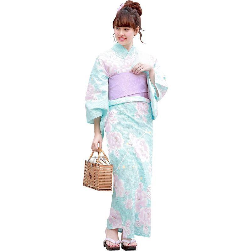 (ソウビエン) 浴衣セット レディース レトロ bonheur saisons ボヌールセゾン 水色 ライトブルー ピンク 薄紫 牡丹 花 ソウビエン 浴衣セット レディース レトロ bonheur saisons ボヌールセゾン 水色 ライトブルー ピンク 薄紫 牡丹