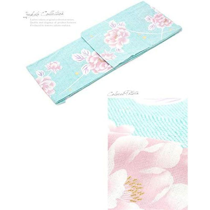 (ソウビエン) 浴衣セット レディース レトロ bonheur saisons ボヌールセゾン 水色 ライトブルー ピンク 薄紫 牡丹 花 ソウビエン 浴衣セット レディース レトロ bonheur saisons ボヌールセゾン 水色 ライトブルー ピンク 薄紫 牡丹